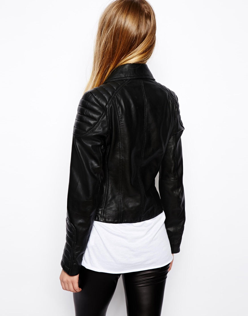 Leather Jacket with Biker Panel Detail