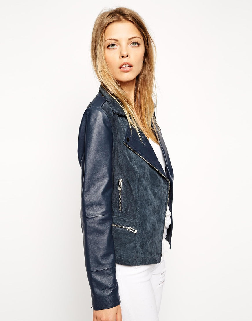 Biker Jacket In Suede And Leather