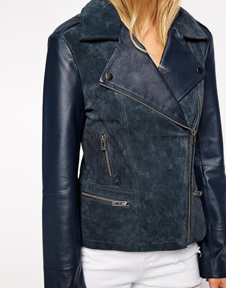 Biker Jacket In Suede And Leather