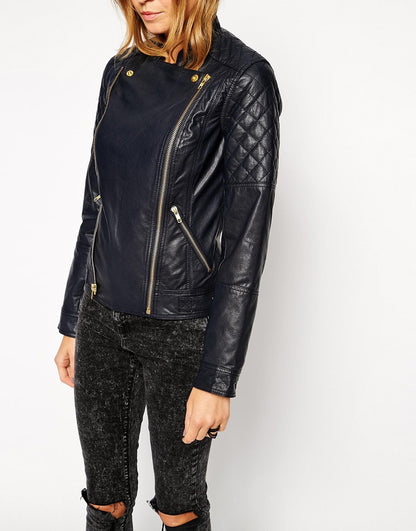 Leather Jacket with Double Fastening