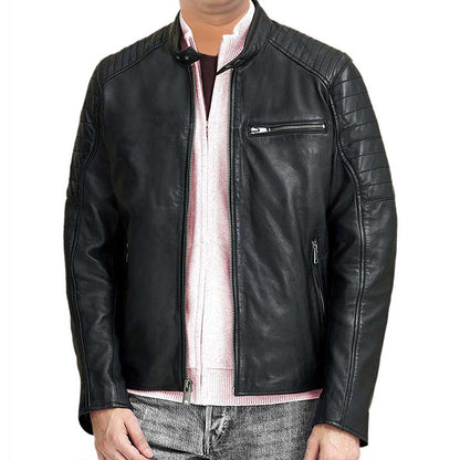 Trendy Men's Black Leather Jacket