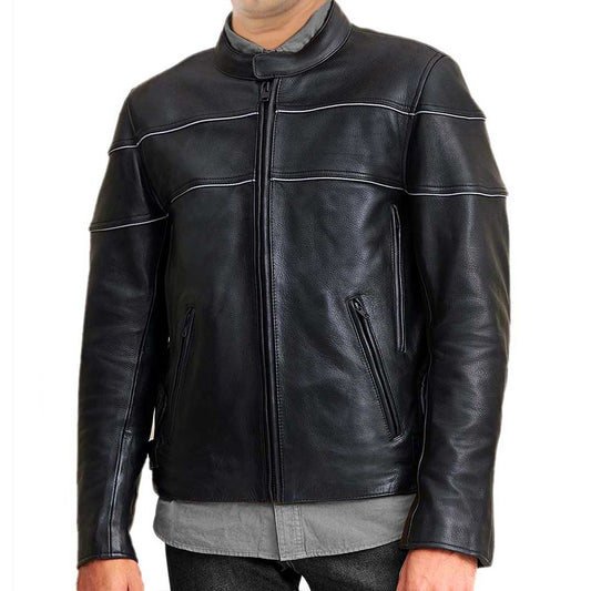 Demper Black Leather Jacket for Men