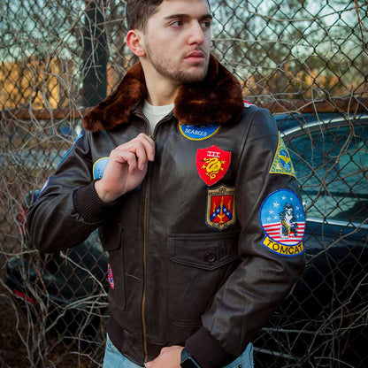 Texas Bomber Brown Leather Jacket