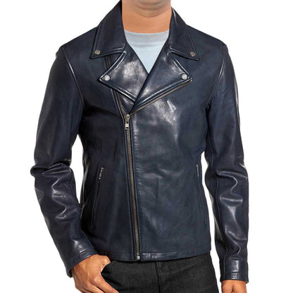 Deep Oxford Leather Jacket-  R1 Bikers Leather Jacket