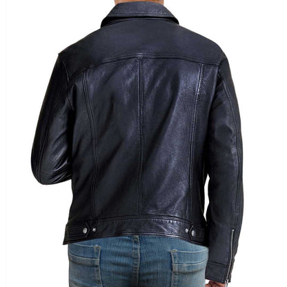 Black Alley Bomber Leather Jacket M1