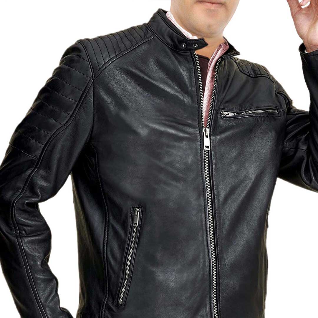 Trendy Men's Black Leather Jacket